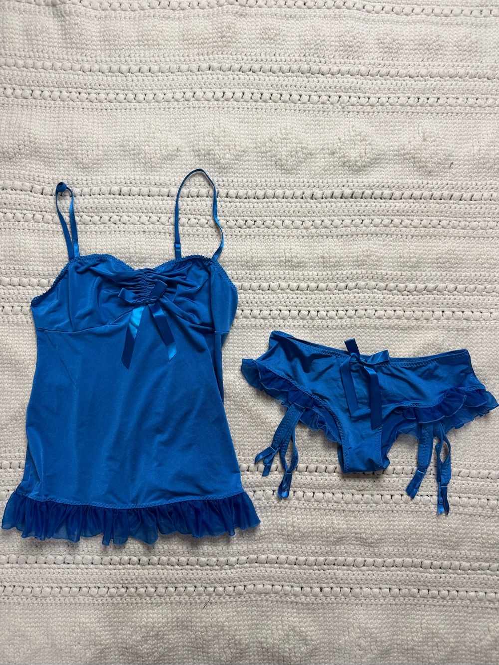 Vintage Victoria’s Secret Sexy Little Things Blue Satin Cami & Panty Set Size S